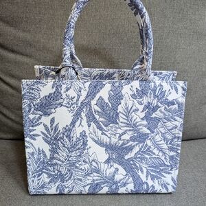 Blue and white embroidered small tote bag BNWT